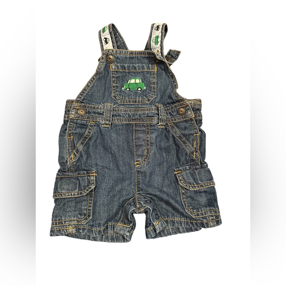 Gymboree 3-6 months jean overalls with car detail